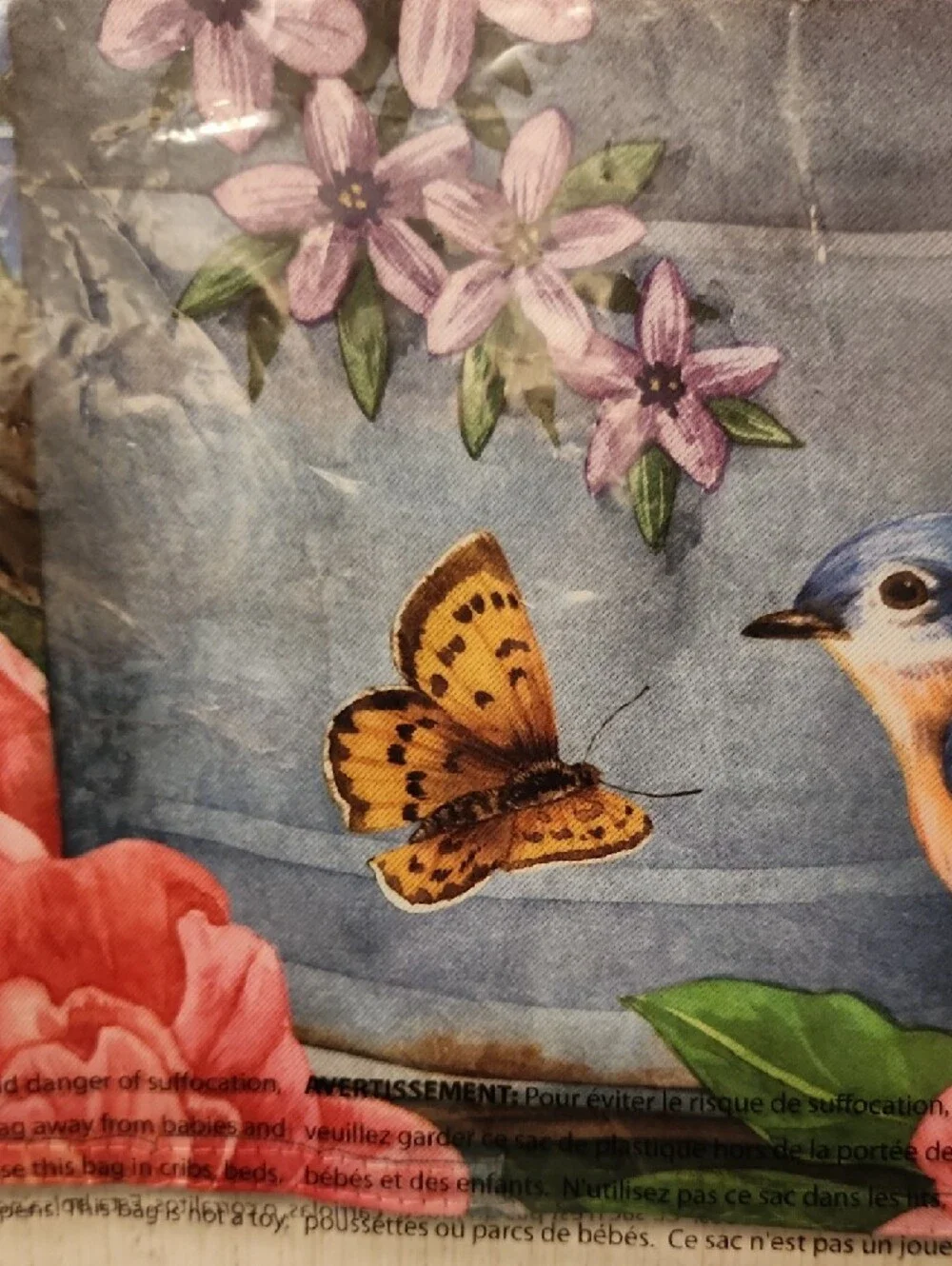Welcome Garden Flag - Floral Birds in Red and Yellow - NWOT